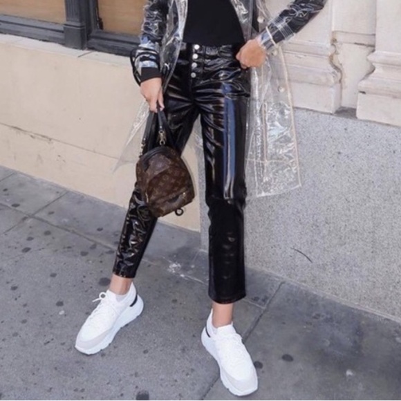 BLDWN The Parker Patent Leather Pants High Rise Exposed Buttons Cropped - Picture 4 of 13